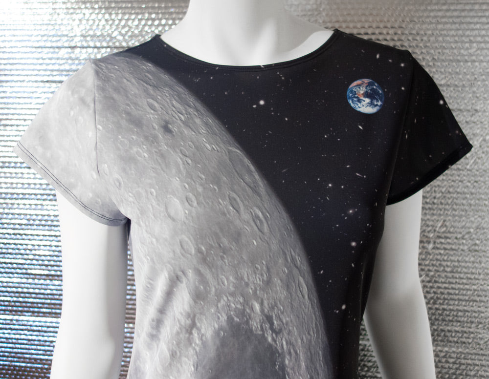 women moon phase galaxy print crossover dress